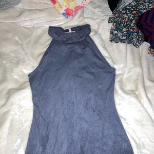 Suede tight sleeveless dress